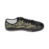 Dark Green camouflage pattern Kids' Boys' Girls' Low Top Canvas Shoes Black