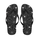 Spider web design pattern Black background white c Unisex Flip Flops