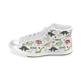 Cute dinosaurs pattern Men's High Top Canvas Shoes White