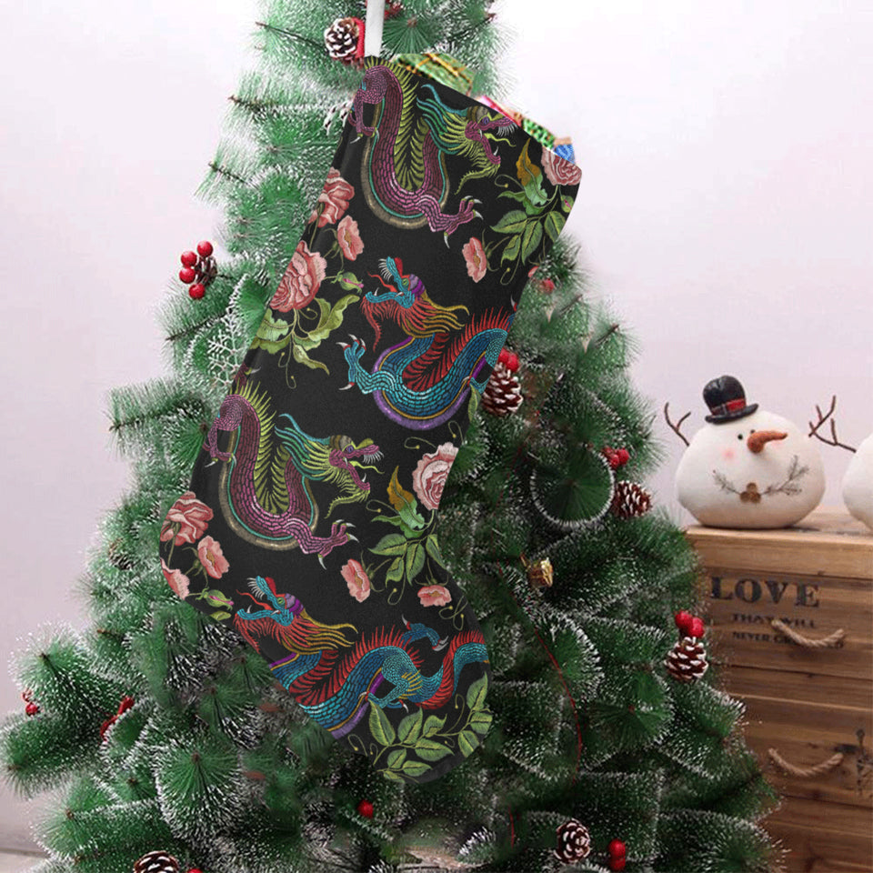 Dragons flower pattern Christmas Stocking