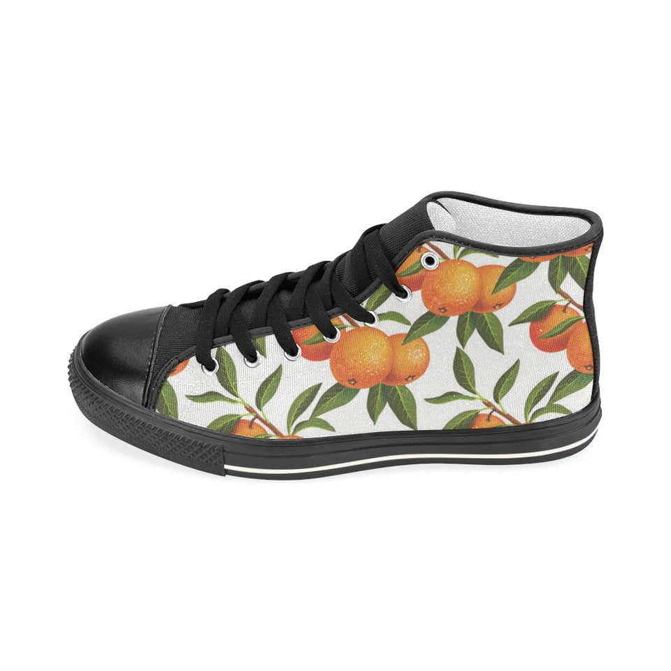 Oranges pattern background Women's High Top Canvas Shoes Black