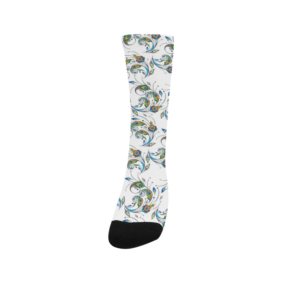 Peacock feather pattern Crew Socks