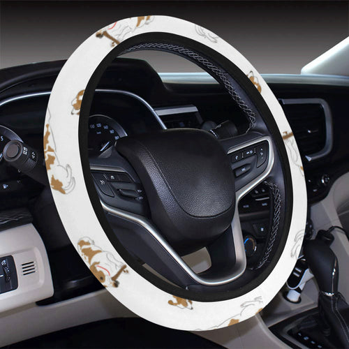Jack Russel Pattern Print Design 04 Car Steering Wheel Cover