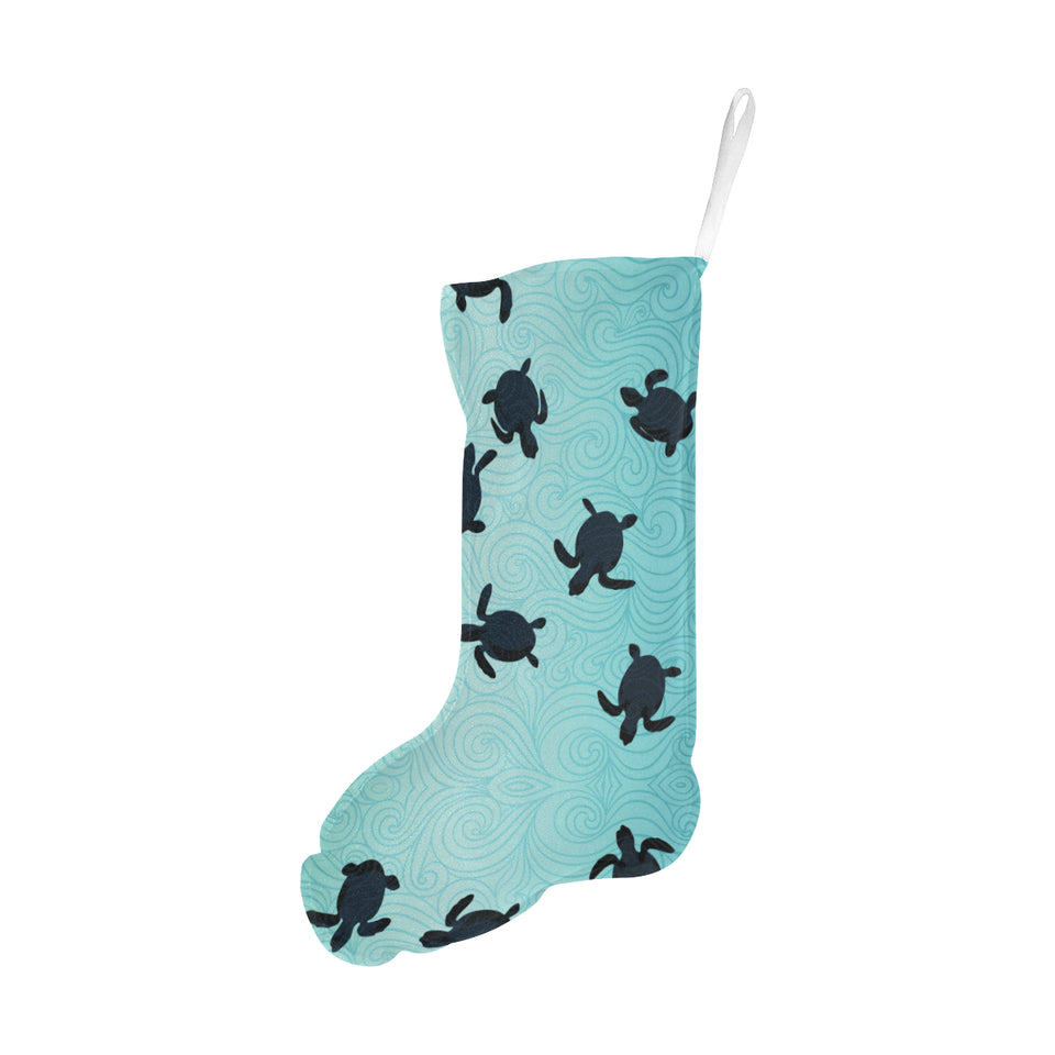 Sea turtle with blue ocean backgroud Christmas Stocking