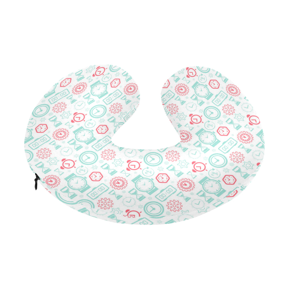 Clock time pattern blackground U-Shaped Travel Neck Pillow