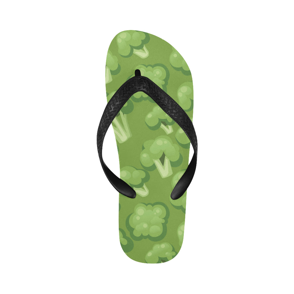Broccoli pattern green background Unisex Flip Flops