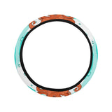 Octopuses sea wave background Car Steering Wheel Cover