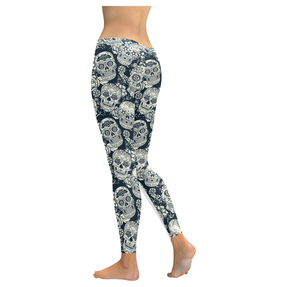 Sugar skull black white pattern Women's Legging Fulfilled In US