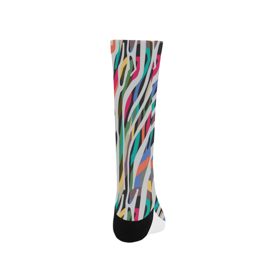 Colorful zebra skin pattern Crew Socks