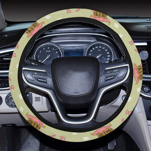 Yorkshire Terrier Pattern Print Design 01 Car Steering Wheel Cover