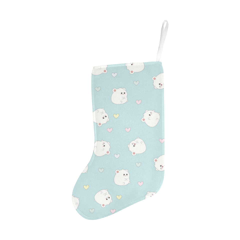 White cute hamsters heart pattern Christmas Stocking