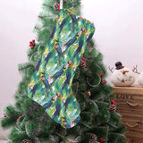 Colorful parrot exotic flower leaves Christmas Stocking