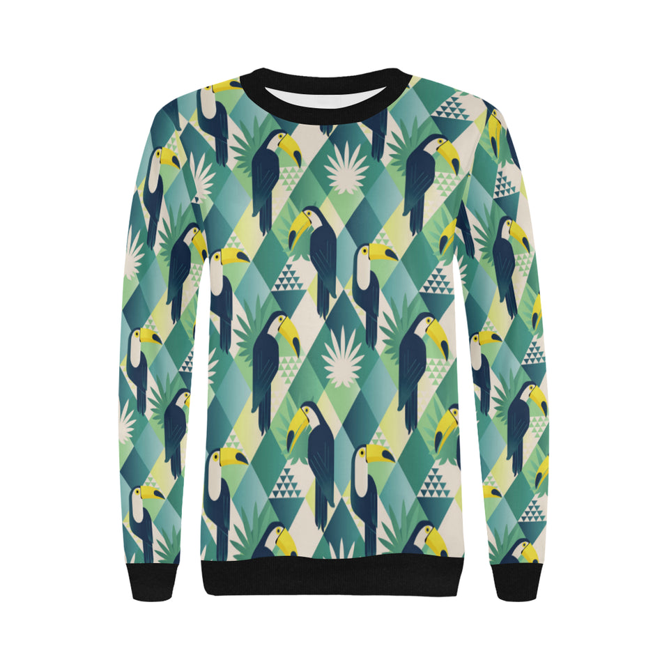 Toucan tropical leaves design pattern Women's Crew Neck Sweatshirt