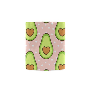 Avocado heart pink background Classical White Mug (Fulfilled In US)