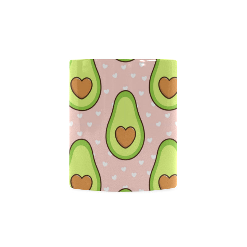 Avocado heart pink background Classical White Mug (Fulfilled In US)
