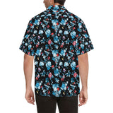 Skull flower roses leave pattern Men's All Over Print Hawaiian Shirt