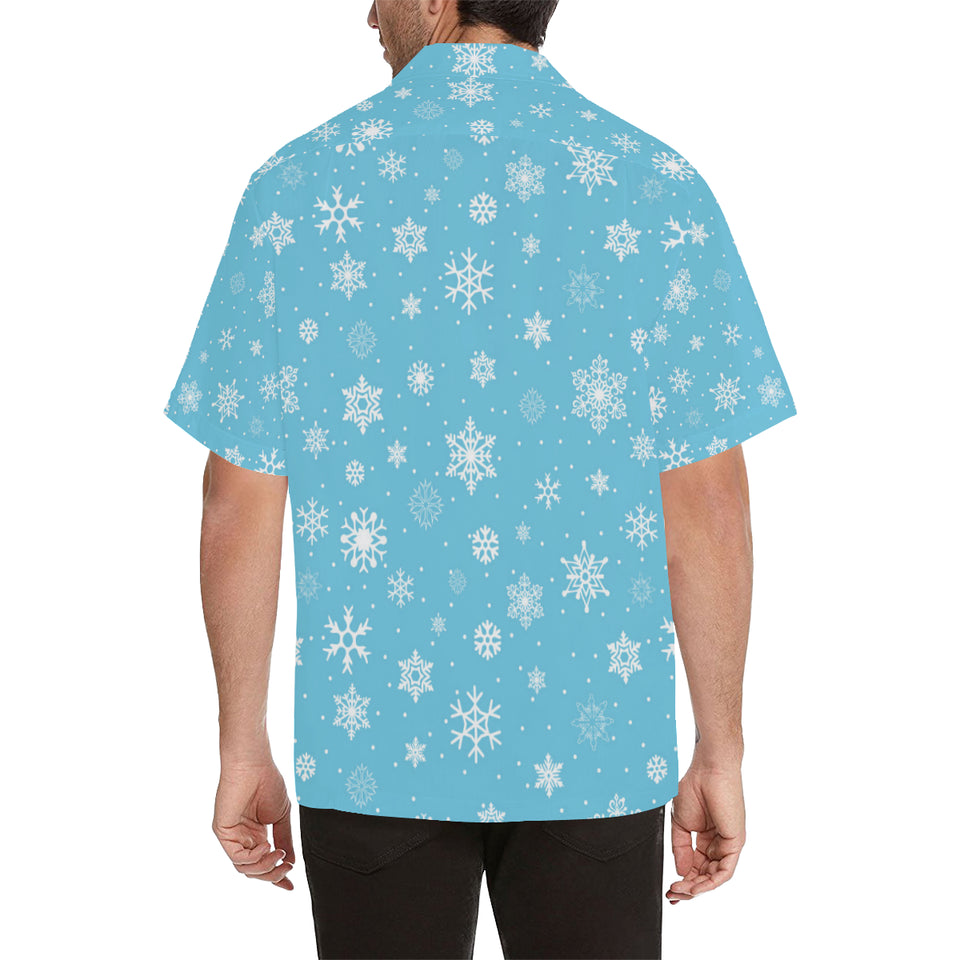Snowflake pattern blue background Men's All Over Print Hawaiian Shirt