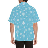 Snowflake pattern blue background Men's All Over Print Hawaiian Shirt