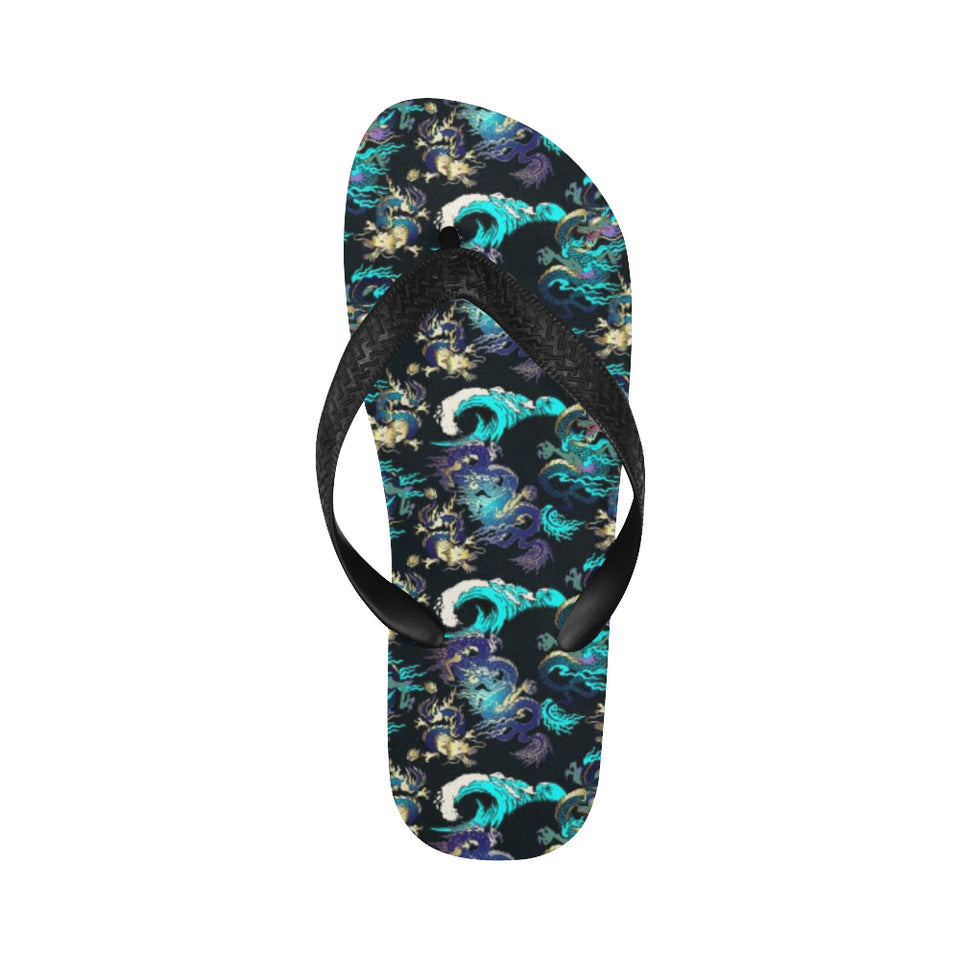 Dragon sea wave pattern Unisex Flip Flops