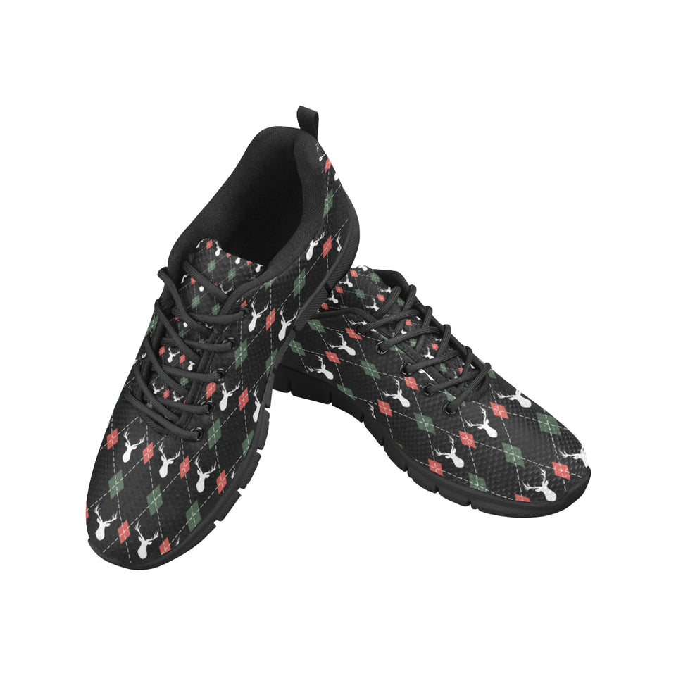 Deer Christmas new year pattern argyle Women's Sneaker Shoes