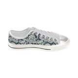 Sugar skull black white pattern Women's Low Top Canvas Shoes White