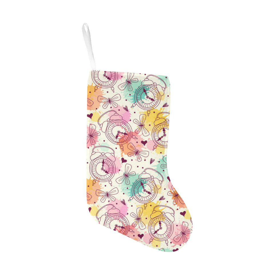 Clock butterfly pattern Christmas Stocking
