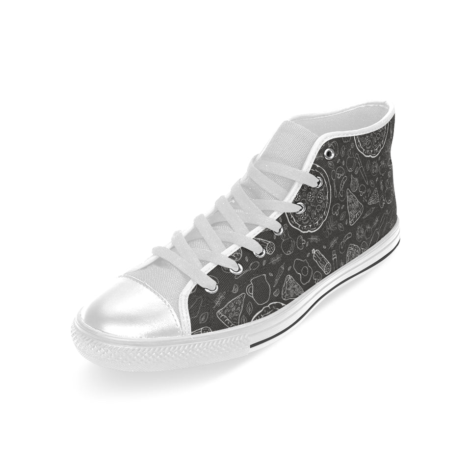 Pizza pattern Men's High Top Canvas Canvas Shoes White