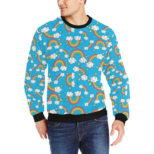 Rainbows Sky Clouds Pattern Men's Crew Neck Sweatshirt