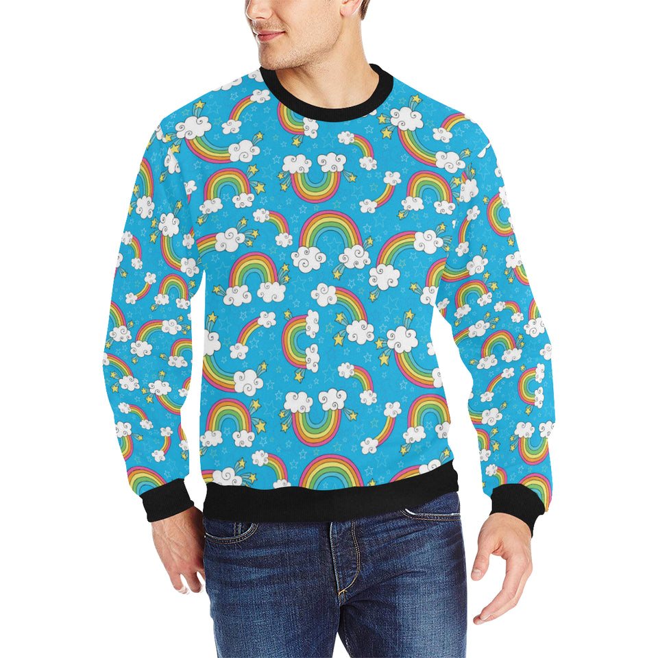 Rainbows Sky Clouds Pattern Men's Crew Neck Sweatshirt