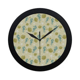 Seahorse shell starfish pattern background Elegant Black Wall Clock