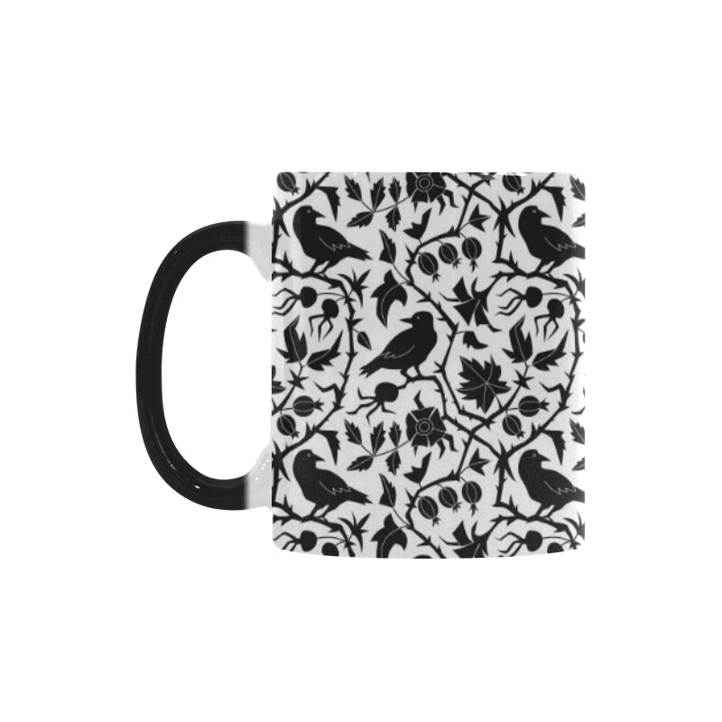 Crow dark floral pattern Morphing Mug Heat Changing Mug