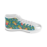 French fries red paper box pattern Women's High Top Canvas Shoes White