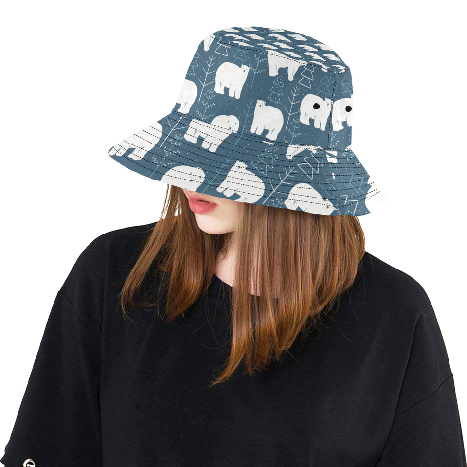 polar bear mother her child pattern Unisex Bucket Hat