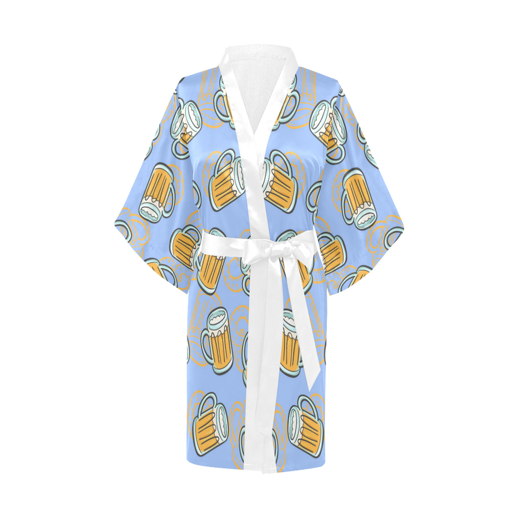Beer pattern Women's Short Kimono Robe