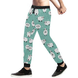 Cute sheep green background Unisex Casual Sweatpants