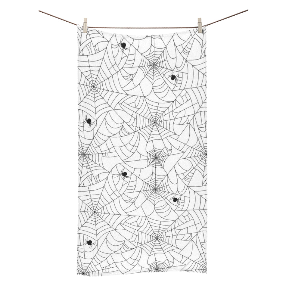 Spider web cobweb pattern white background Bath Towel