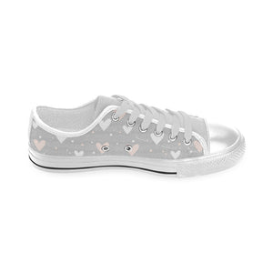 Heart pattern gray background Men's Low Top Shoes White