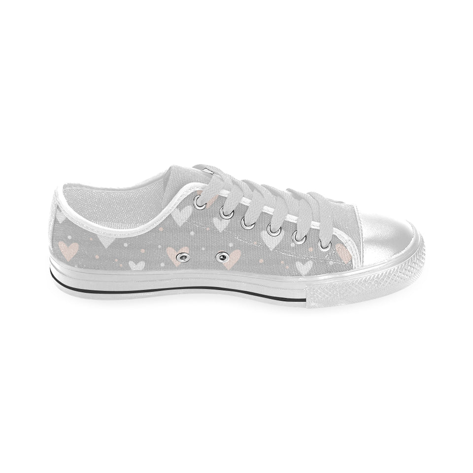 Heart pattern gray background Men's Low Top Shoes White