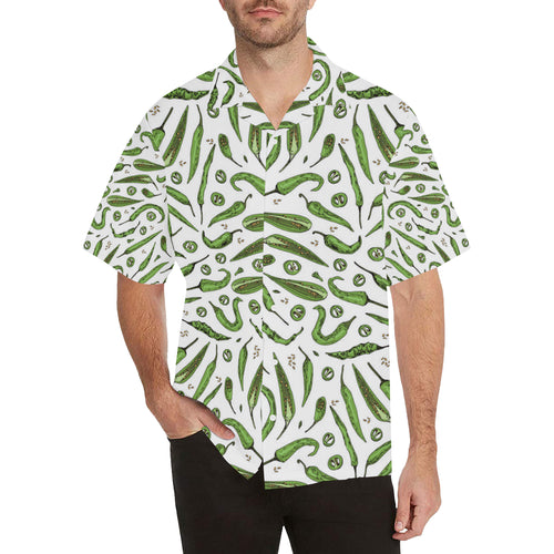 Hand drawn sketch style green Chili peppers patter Men's All Over Print Hawaiian Shirt