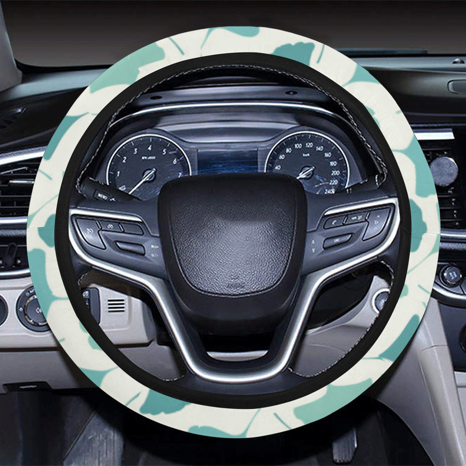 Green ginkgo leaves pattern Car Steering Wheel Cover