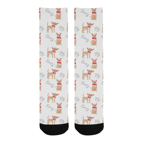 Chihuahua bone paw pattern Crew Socks