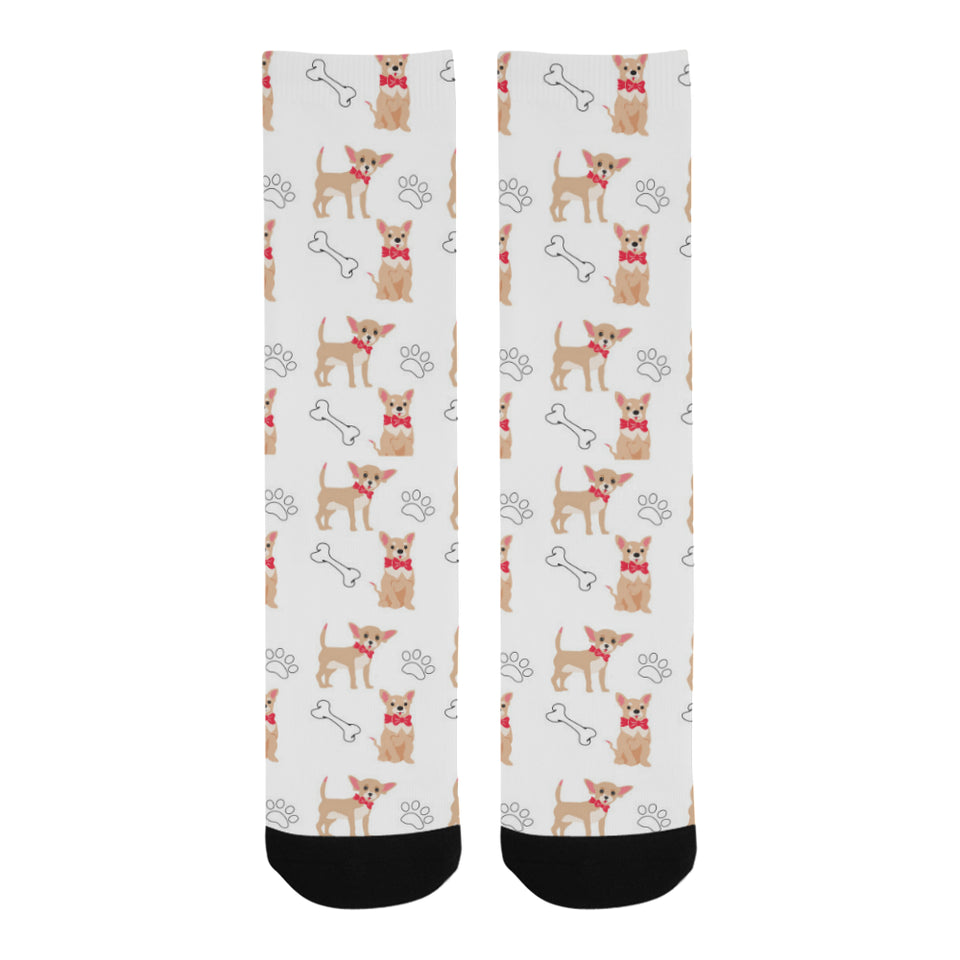 Chihuahua bone paw pattern Crew Socks