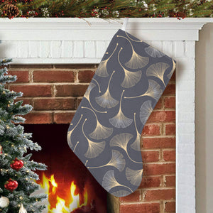 Gold ginkgo leaves Christmas Stocking