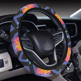 Pineapples pattern zigzag background Car Steering Wheel Cover