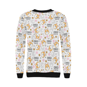 Corgi Dog Pattern Women's Crew Neck Sweatshirt