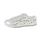 Silhouettes of goat and tree pattern Men's Low Top Shoes White