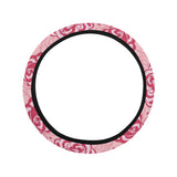Rose Pattern Print Design 02 Car Steering Wheel Cover