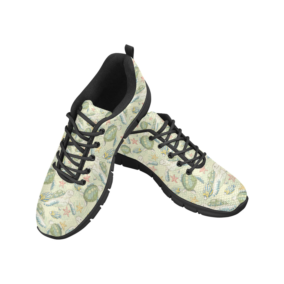 Hand drawn sea turtle fish pattern Women's Sneaker Shoes