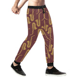 Hand drawn gold saxophone red background Unisex Casual Sweatpants