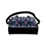 Pink sakura cherry blossom blue background Shoulder Handbag
